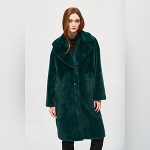 Emerald grey faux fur coat